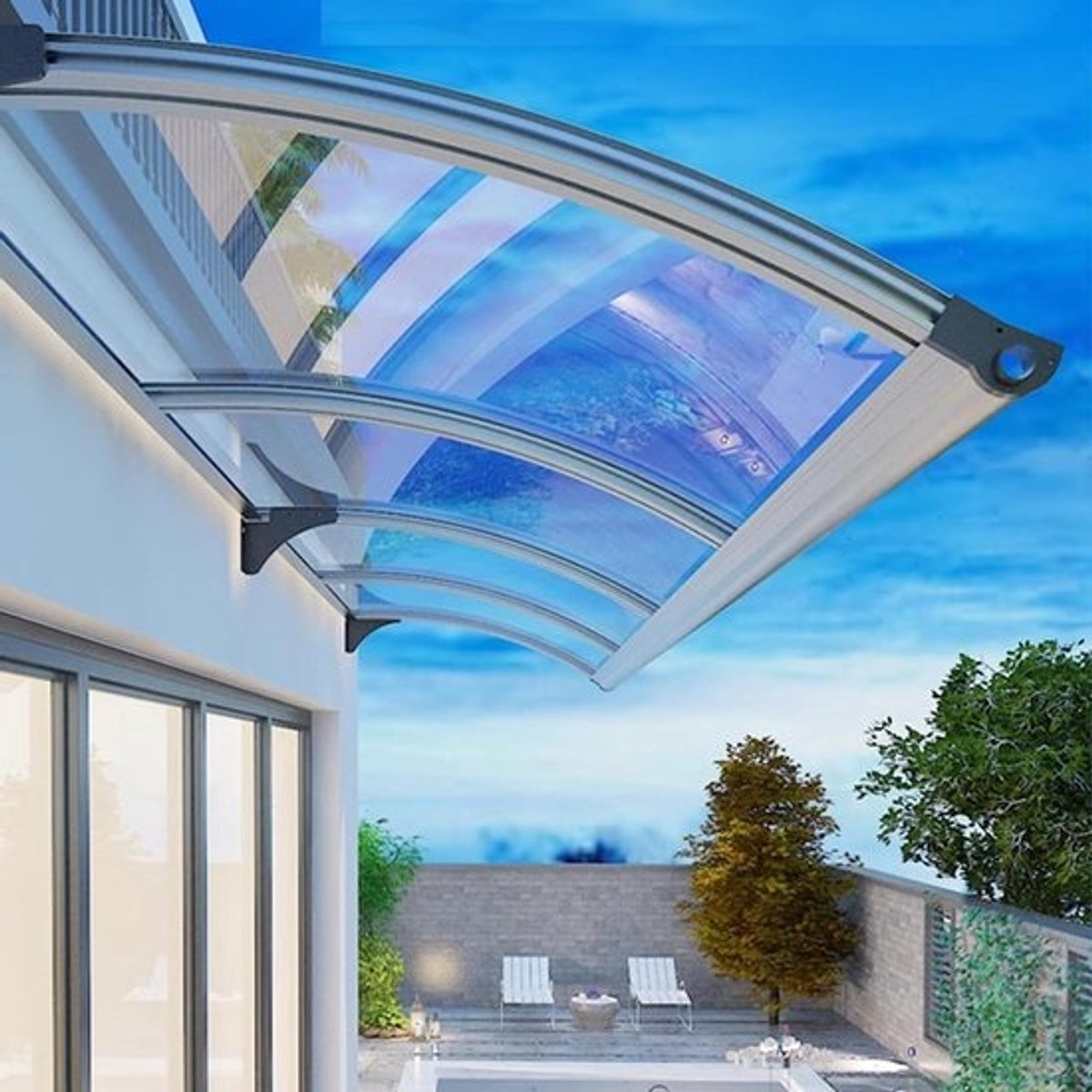 Deur Luifel - Voordeur Overkapping Afdak - Entree Beschermen - Slagvast Polycarbonaat - 120x220cm - Transparant