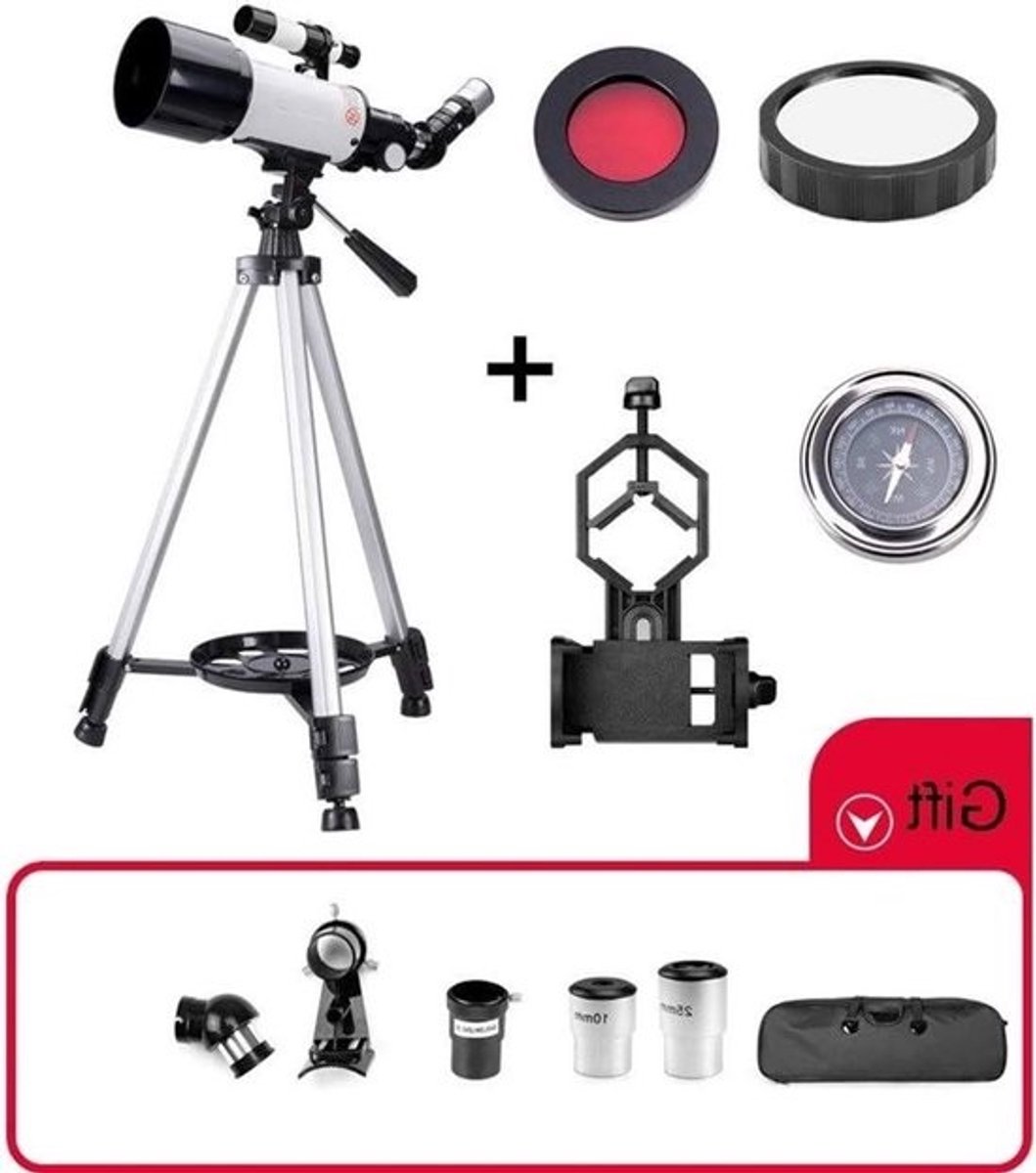 Telescoop Voor Beginners - Astronomie Verrekijker - Sterren Kijken - Meerlaagse Groene Film - 70mm Aperture - Zwart