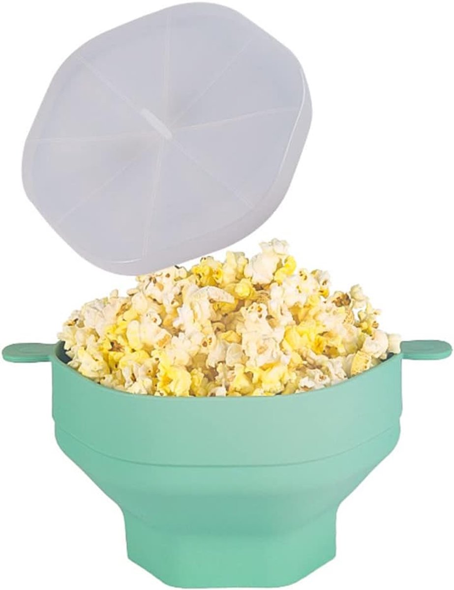 KZQ Opvouwbare siliconen popcornkom met handvat - BPA-vrij en vaatwasserbestendig - Multifunctioneel voor snacks en maaltijden - Limoengroen