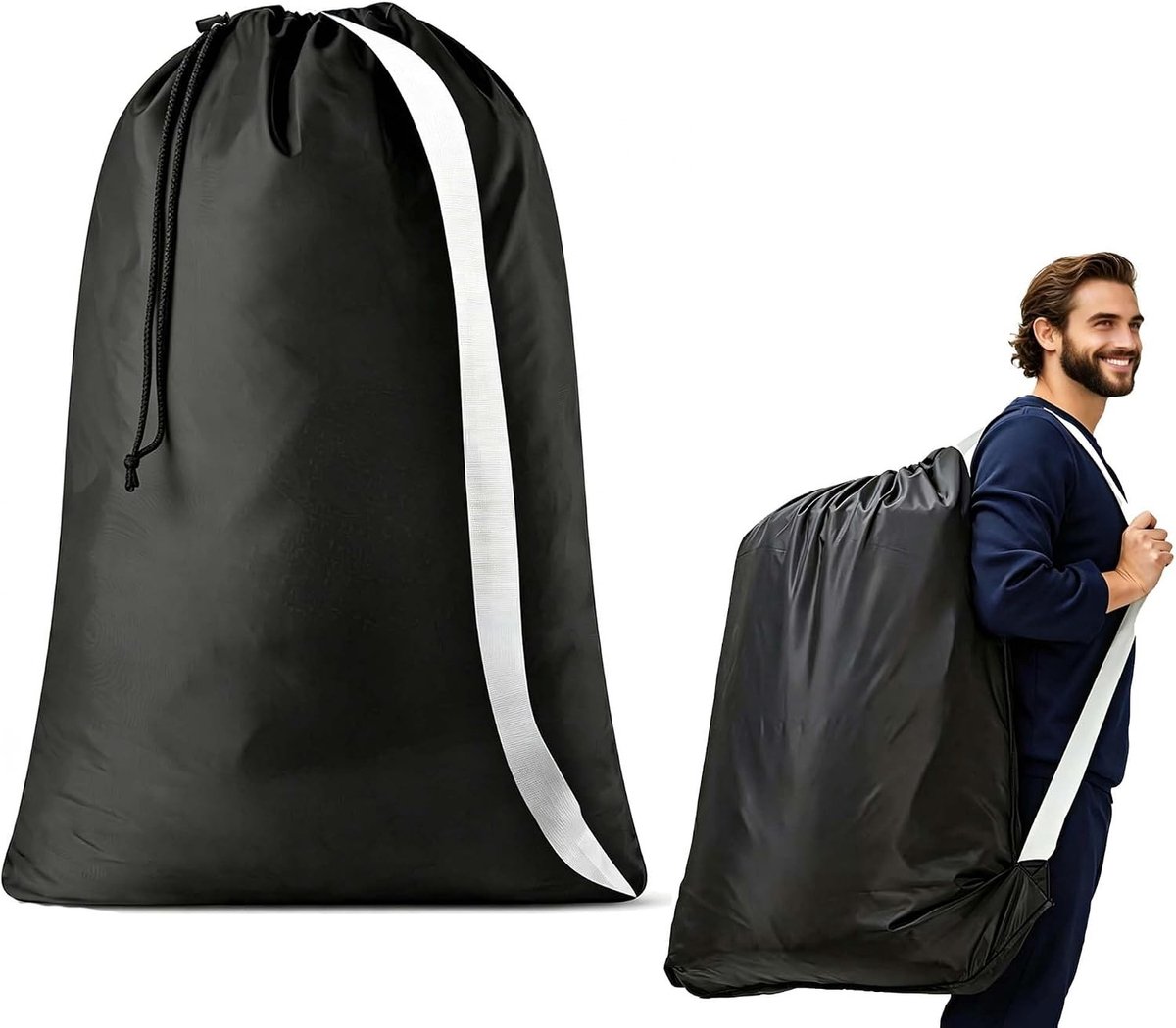 Waszak voor reizen en camping, 80 liter opvouwbare organizer met trekkoord voor kleding en beddengoed, ideaal voor slaapzalen en onderweg
