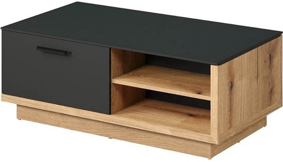 Salontafel - Koffietafel bijzettafel - Woonkamer inrichten - 4 open vakken en 2 kleppen