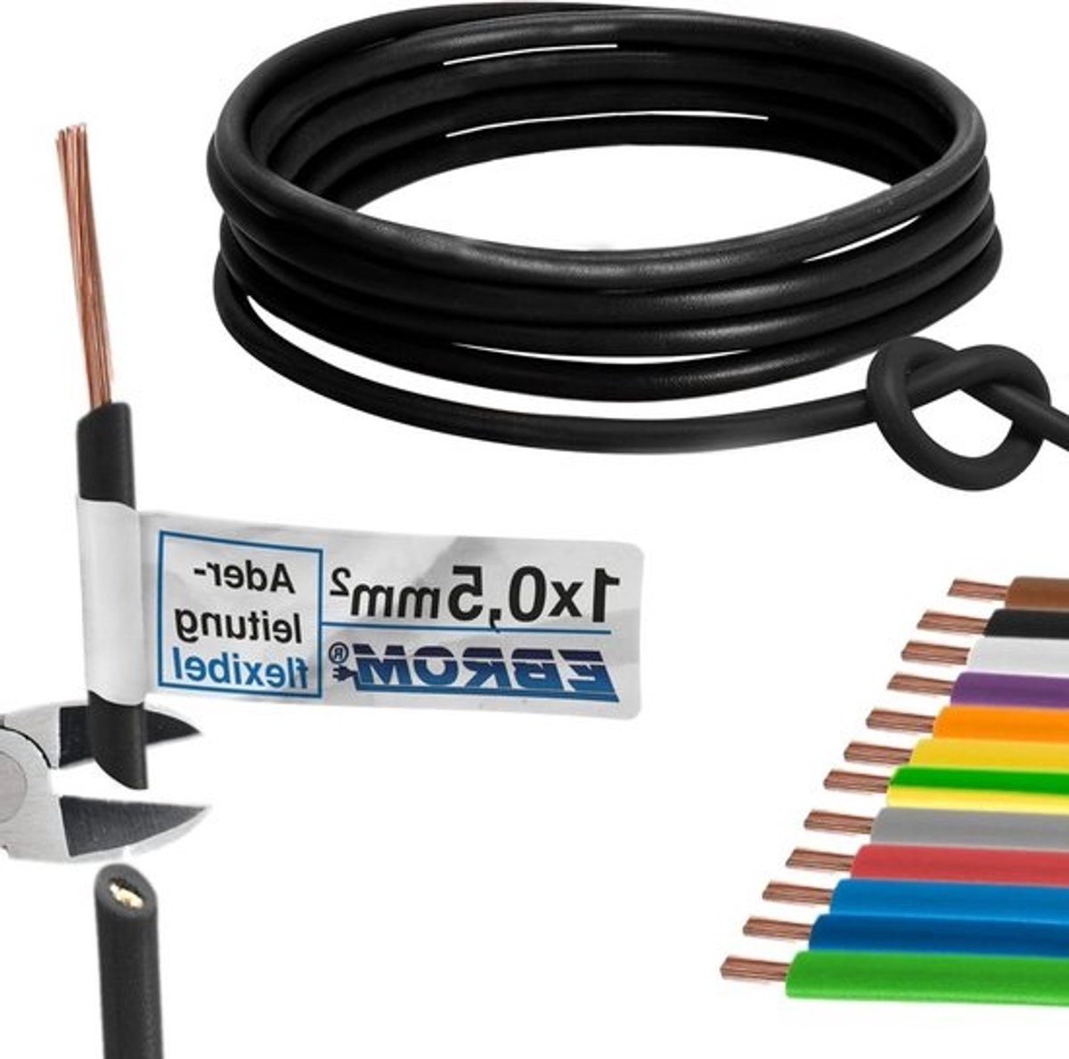 Flexibele Aderleiding - PVC Kabel - Interne Bedrading - Meerdere Fijne Draden - 05 mm2 - Zwart