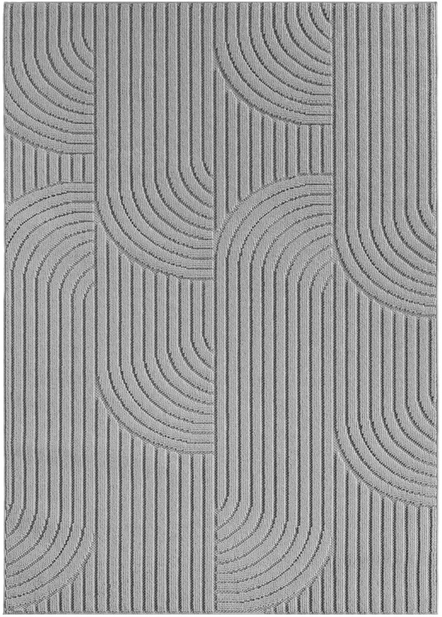 Dutch XXL Japandi Vloerkleed | Tapijt | Helix | Bogen | Zilver | 160x230 cm