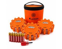 Klarigo® - Road Flares - Set- Waarschuwingslichten - Lichtbaken Verkeersregelaar - Roadflares - 3 Stuks - Inclusief Batterijen - Magneet - Wegfakkel - Noodpakket - Noodverlichting - Noodgeval - Verkeerslamp