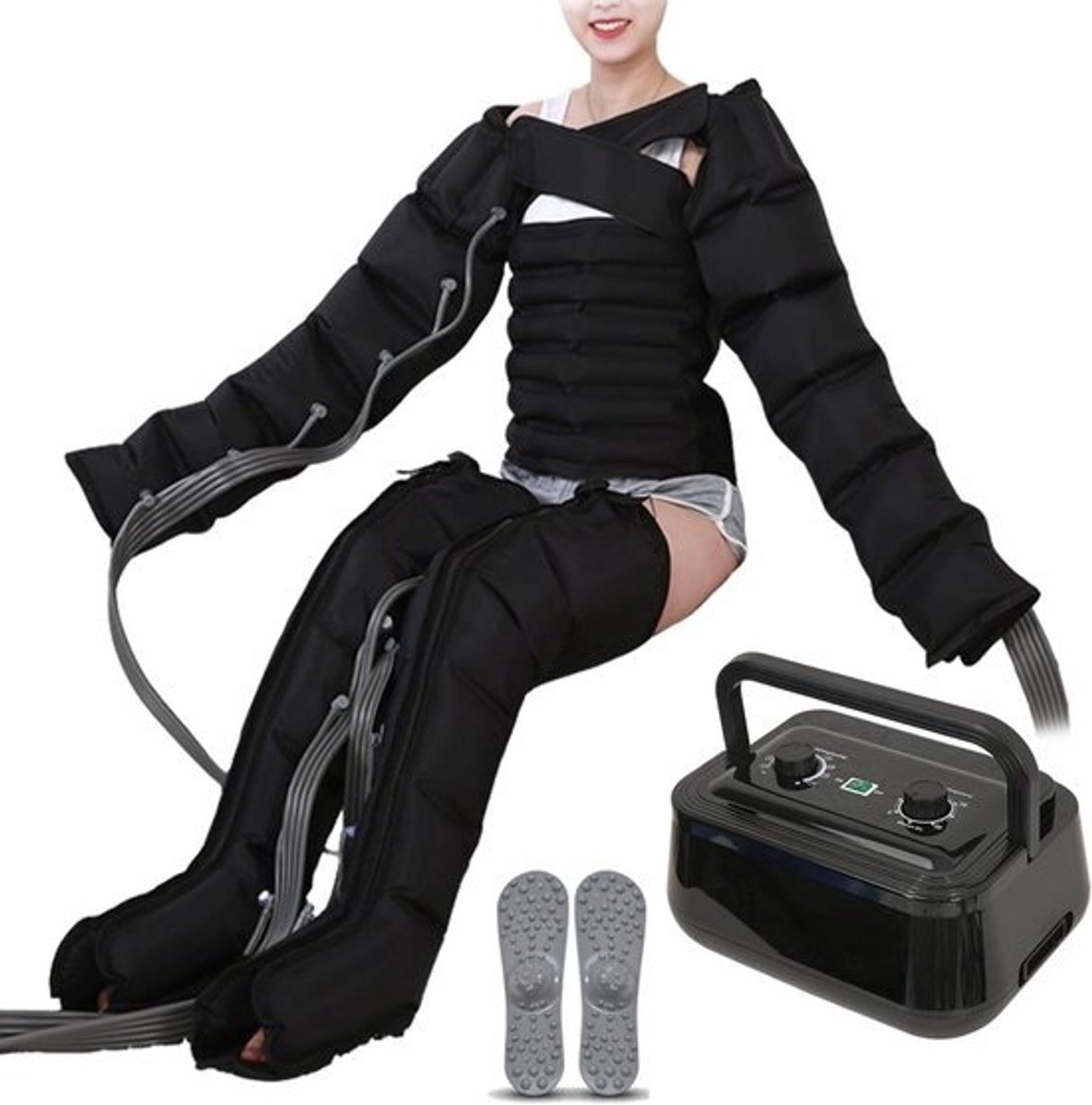 Luchtcompressie Beenmassager - Lymfedrainage Apparaat Compressielaarzen - Spierherstel Bevorderen - 6 Holtes Ontspanningssysteem - Niet gespecificeerd - Zwart