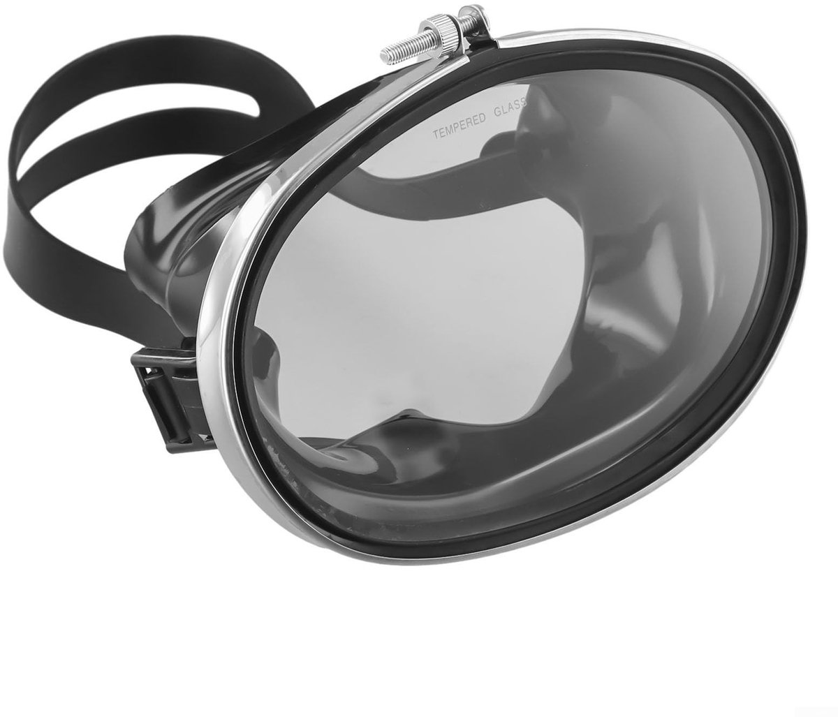 Duikmasker met glazen lens - Regelbare riem - Zwart