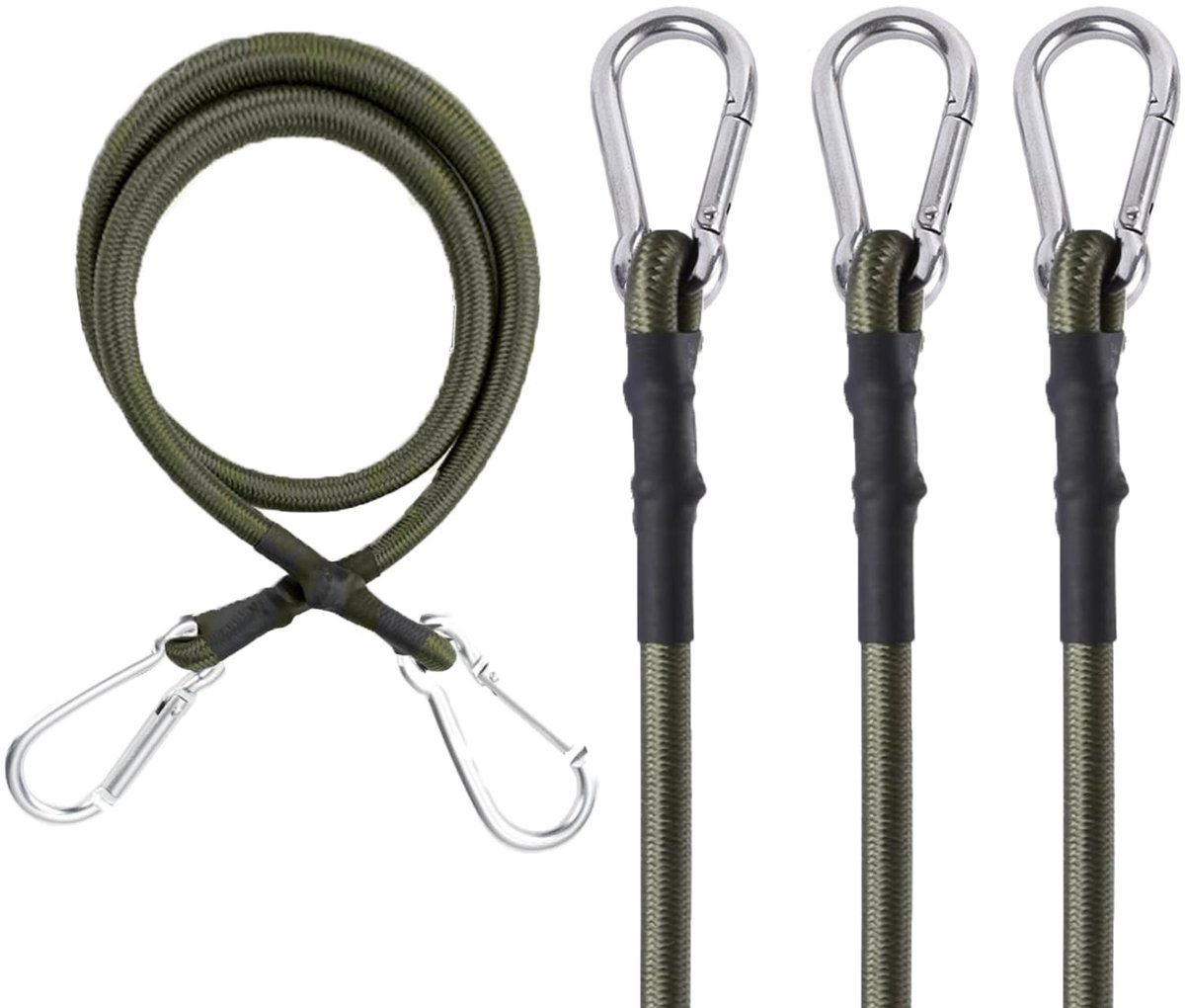 4 Stuks Bungee Cords - UV-bestendige latex met haken - 91 cm - Groen