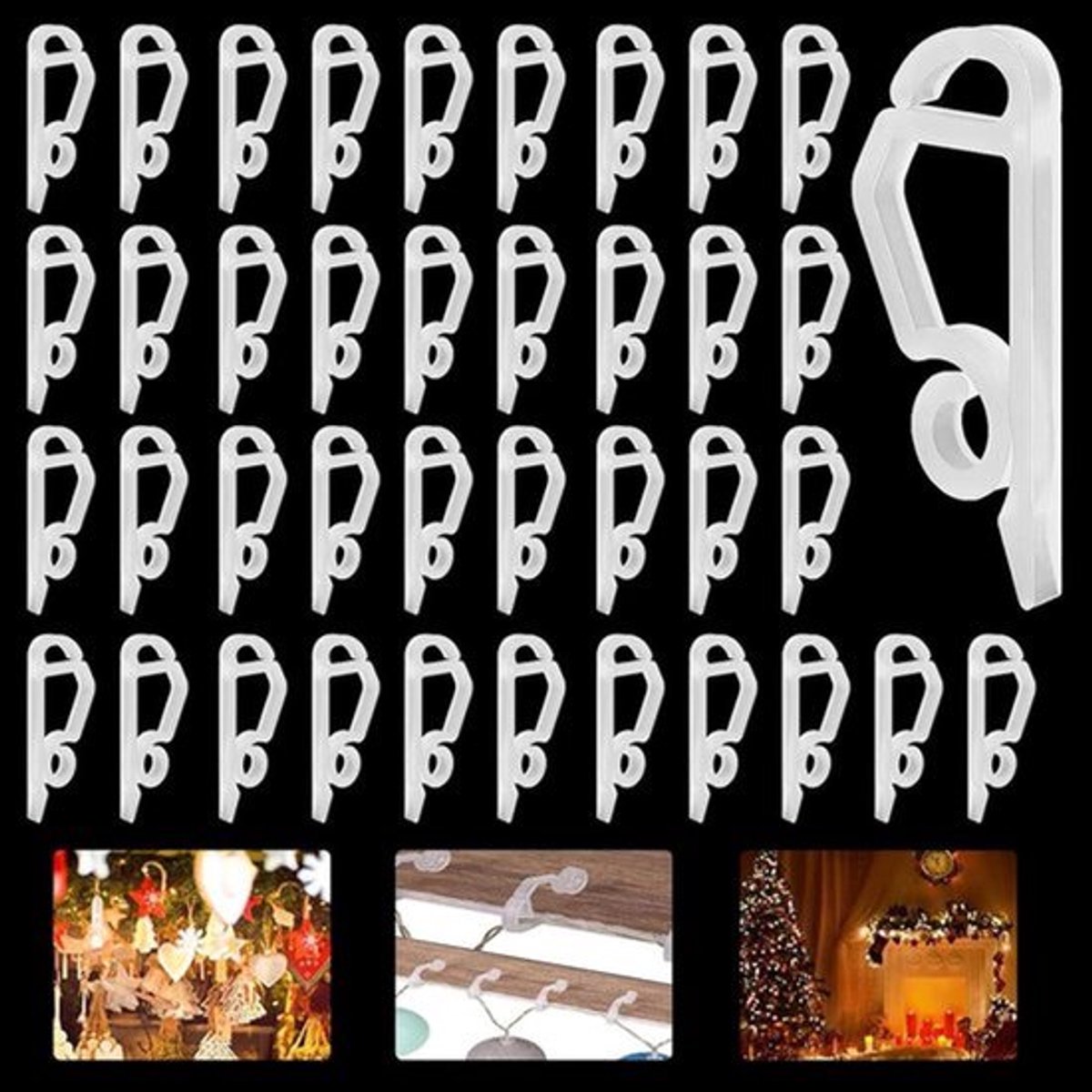 Kerstlichtclip Mini-Dakgoot Lichtketting Bevestiging - Set van 80 Stuks, Hanghaken voor Regenpijp, Accessoires voor Kersttuindecoratie
