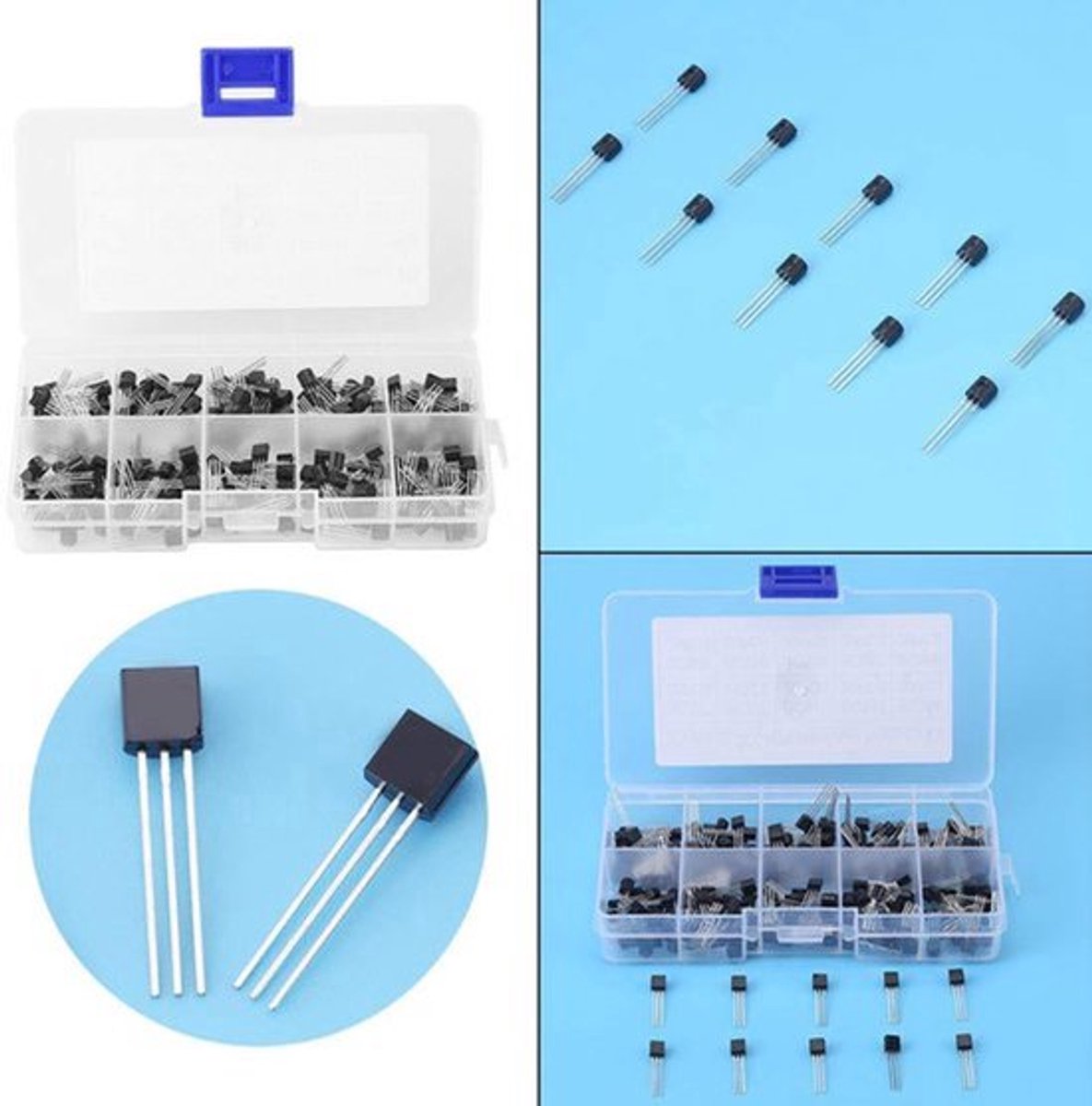 200 stuks TO-92 Power Transistor Assortiment Set met Plastic Opbergdoos - 10 Waarden (BC327 BC337 BC517 BC547 BC548 BC549 BC550 BC556 BC557 BC558)