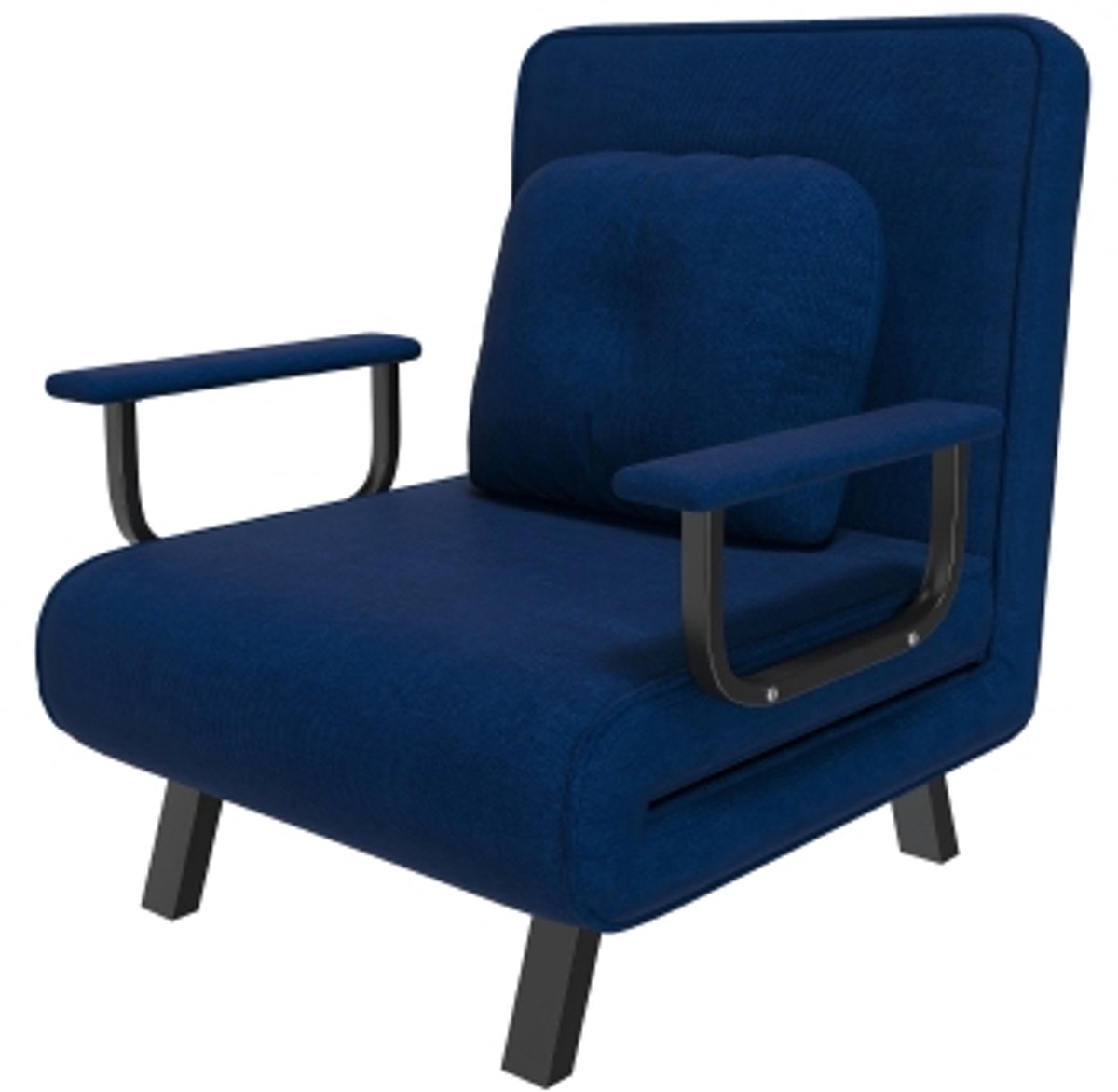 Relaxfauteuil met ligfunctie, 5-standig verstelbare rugleuning, chenille bekleding, uitklapbare extra steunen, 180° ligpositie, leesfauteuil om te ontspannen, slaapfauteuil, blauw(opvouwbare bankstoel)