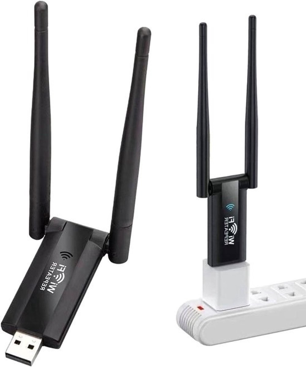 Wifi Signaalversterker - Internet Repeater - Bereik Vergroten - Plug And Play - 12 x 6 x 3 cm - Zwart