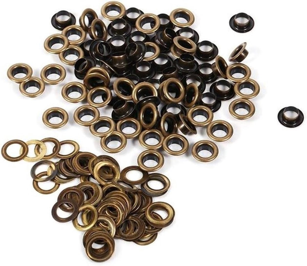 Oogjes doorvoerklinknagels set - ronde effen doorvoertules en ringen voor DIY leathercraft - 100 sets (8 mm)