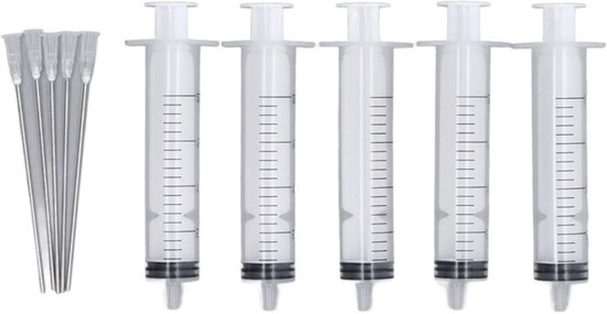 Navulgereedschap 5 Spuiten Roestvrij Staal PP - Lichtgewicht Herbruikbaar - Handig Inkt Navulgereedschap voor Inkjetprintercartridge - 20 Ml