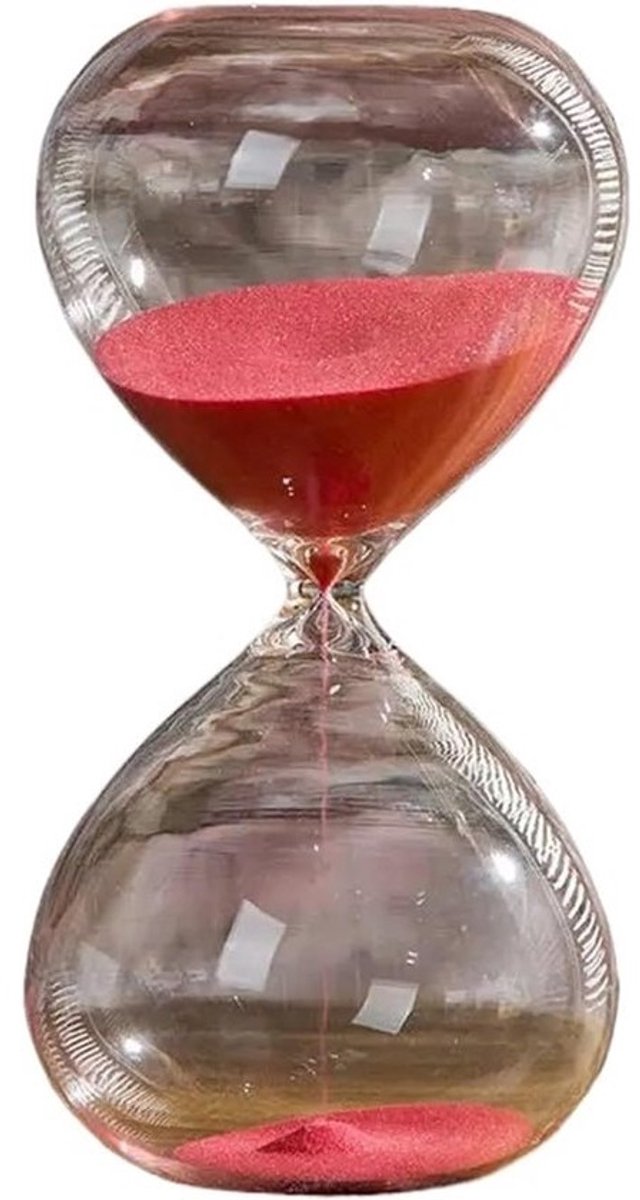 Glazen Zandloper - Tijd Timer - Tijdmanagement Hulpmiddel - Verschillende Tijdsduren - 10cm Hoog - Rood
