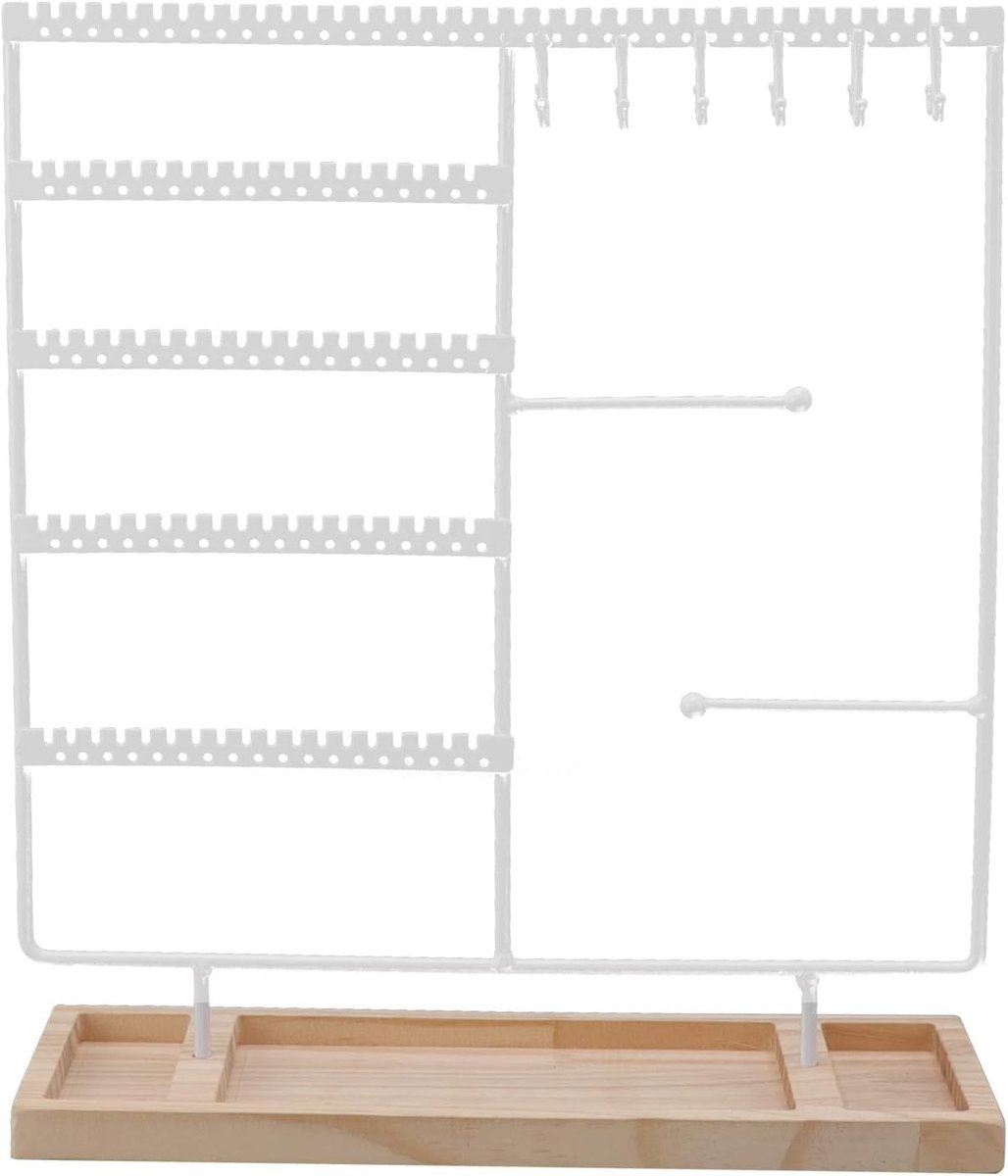 5-laagse Oorbellen Display Stand met 90 Gaten en Houten Basis, Organisator voor Sieraden, Oorbellen, Kettingen en Armbanden