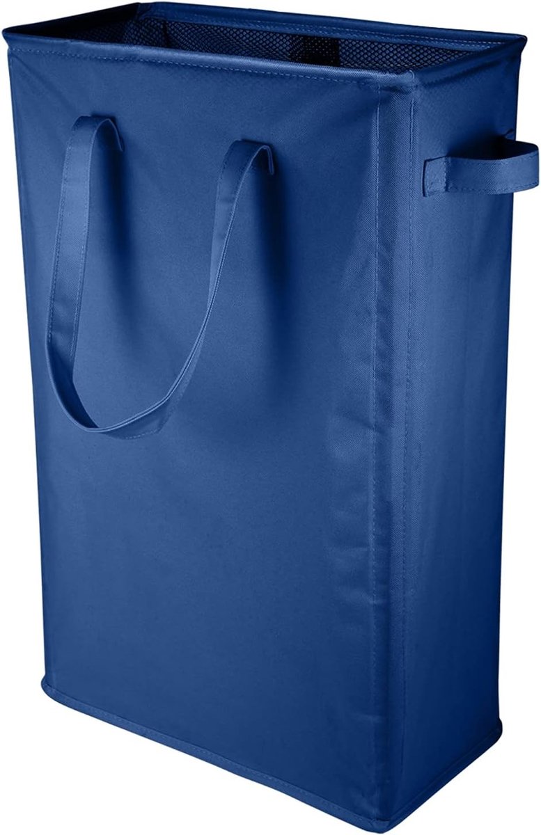 Ruime Wasmand van 45 Liter met Handvatten, Rechthoekig Ontwerp, Stevige Oxford Stof, Ideaal voor Badkamer en Slaapkamer, 39 x 19 x 60 cm, Donkerblauw, Opbergoplossing voor Kleding en Linnen