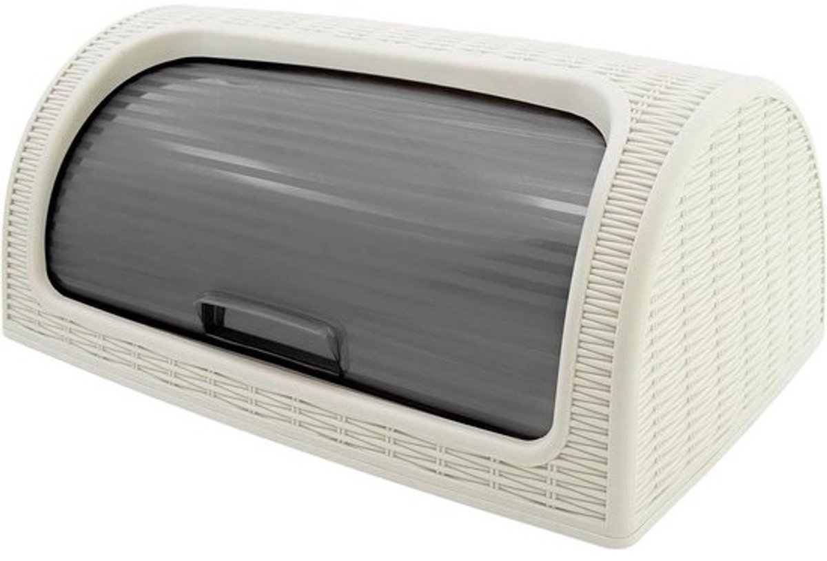 Broodtrommel met Roldeksel - Brooddoos Rotan - Brood Vers Houden - Rotan-look - 15 Liter - Beige