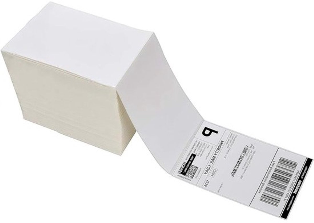 Verzendlabels - Thermische Etiketten - Pakketten Verzenden - Fanfold Ontwerp - 1000 Stuks - Wit