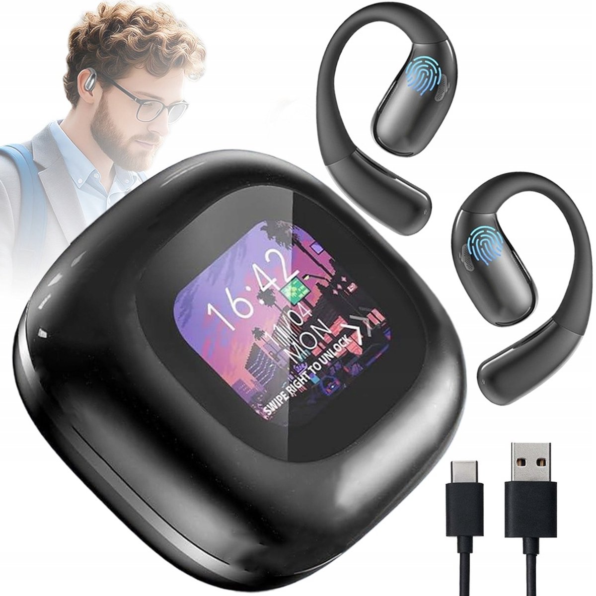 Draadloze Oordopjes - Al Vertaal Oordopjes - Bluetooth Oordopjes - Vertaaloortjes - 139 Talen Vertaling - Bluetooth 5.3 - Directe Vertaling - AI Dialoog - 60 uur - Hi-Fi - 0,5 Sec Latentie - Voor Reizen Zakelijk en Kantoor