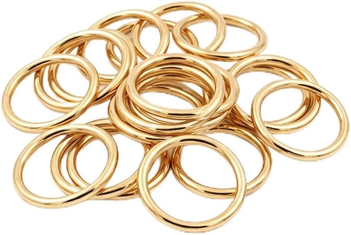 20 Stuks Gouden Metalen Ringen 25 mm Binnenmaat 0.3 cm Dikte voor Hondenriemen, Tassen en Creatief Gebruik
