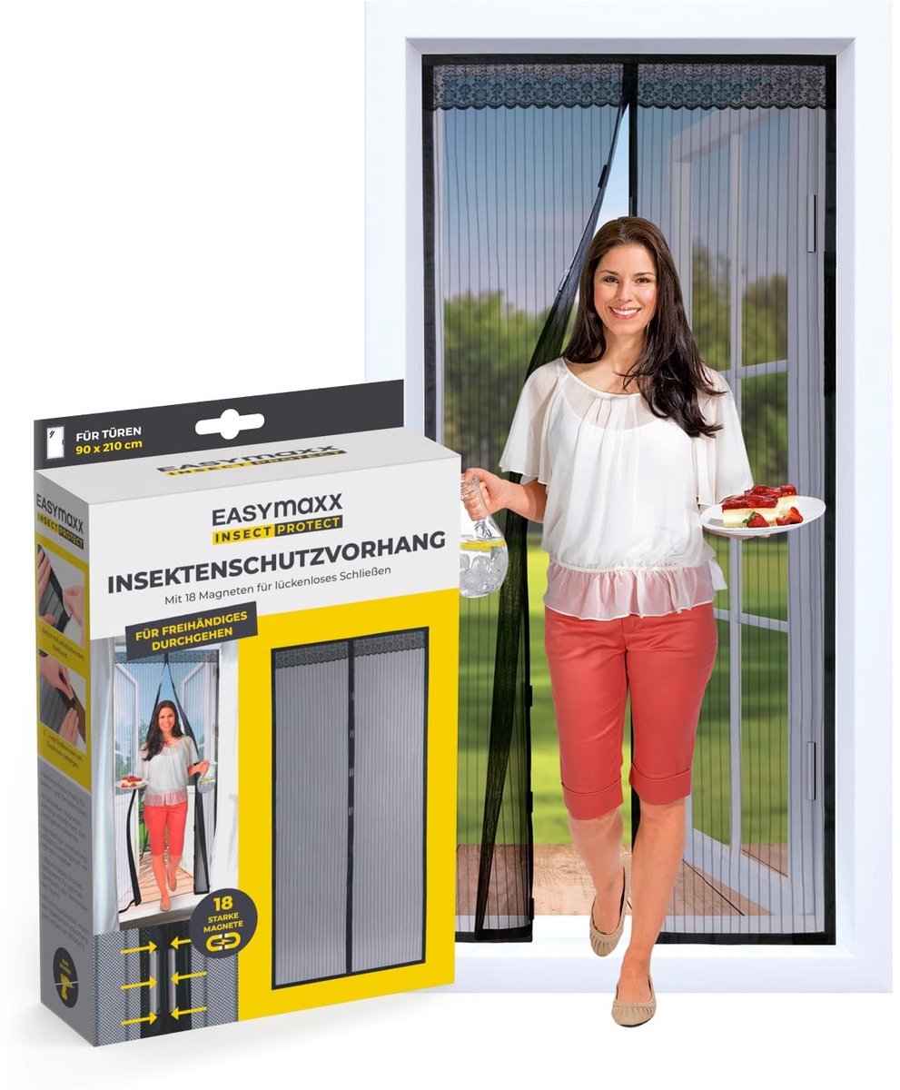 Deur Gordijn - 90 x 210 cm - Magnetische Sluiting - Zwart
