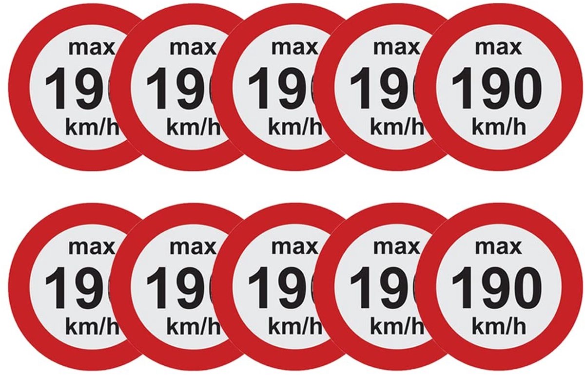 Pack van 10 Speed Stickers - Voor Winterbanden 190 km/h