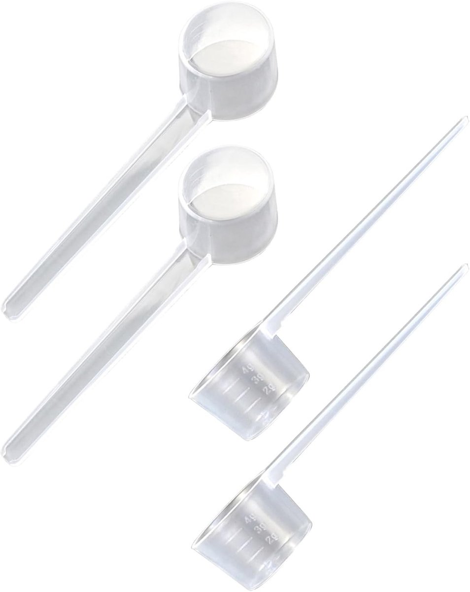 Set van 4 Transparante Maatlepels voor Precisie, Perfect voor Koken en Bakken, Inclusief 5 g, 3 g en 2 g Schaal voor Poeders en Ingrediënten