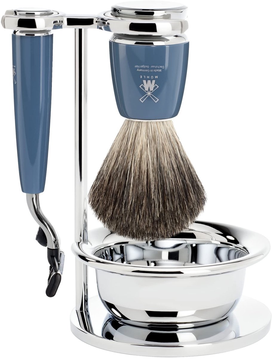 Scheerset met Pure Badger Borstel en Drievoudige Scheermes voor Comfortabel Scheren