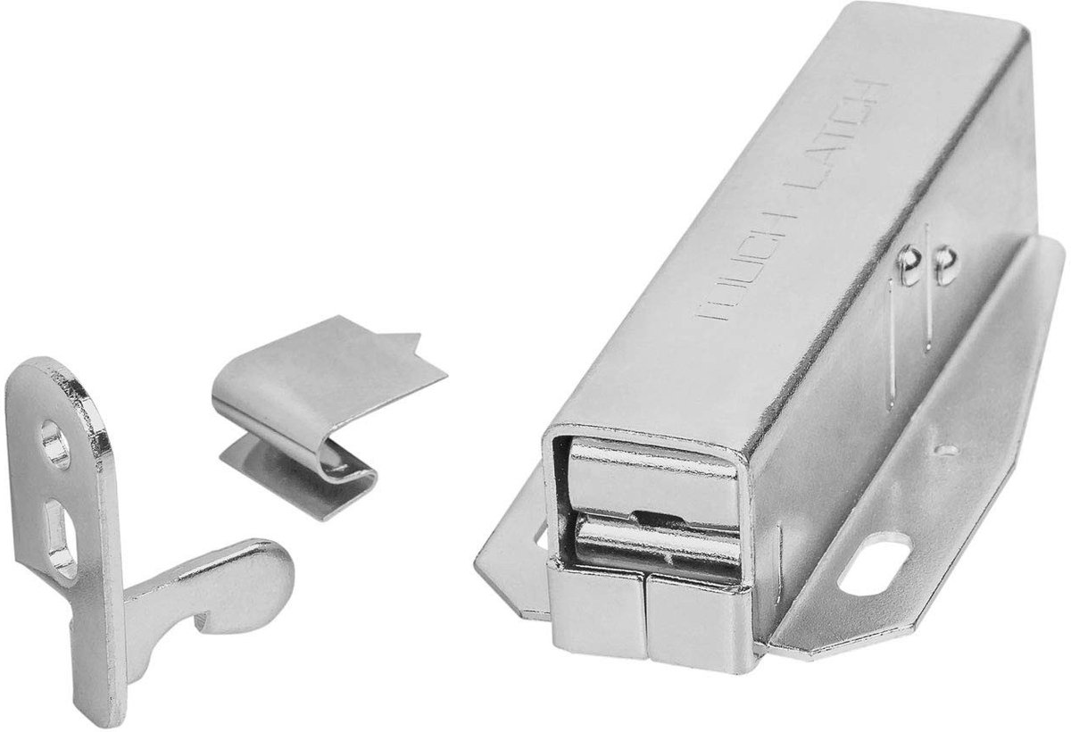 Push-to-Open Deurslot - Wit, Galvaniseerd Metaal, 1 Stuk
