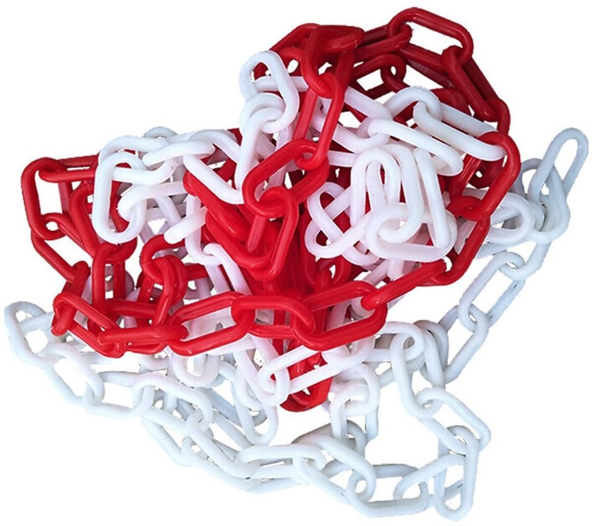 Veiligheidsketting 10M x 6mm in Rood en Wit - Hoogwaardige Plastic Barrières voor Parkeerplaatsen, Verkeersveiligheid en Beveiliging