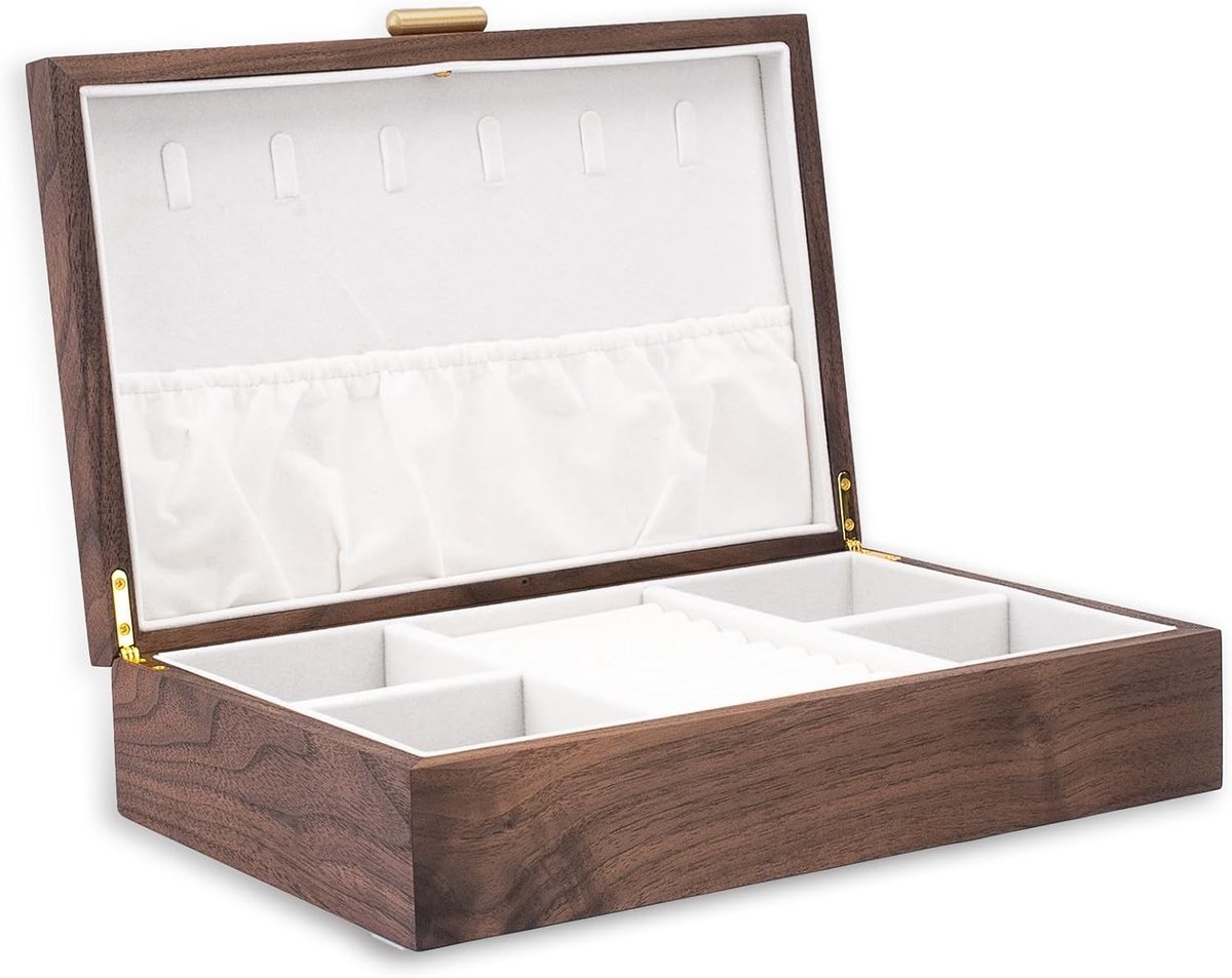 Stijlvolle Houten Sieradenopbergdoos voor Dames - Retro Design voor Ringen, Oorbellen en Armbanden - Perfect voor Organisatie en Bewaring