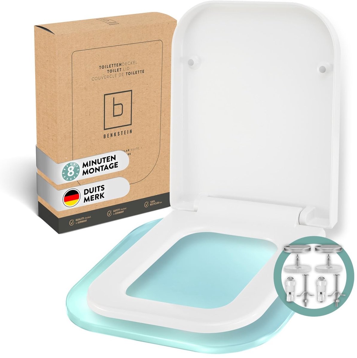 Toiletzitting Vierkant - Softclose en Snelle Bevestiging - Wit