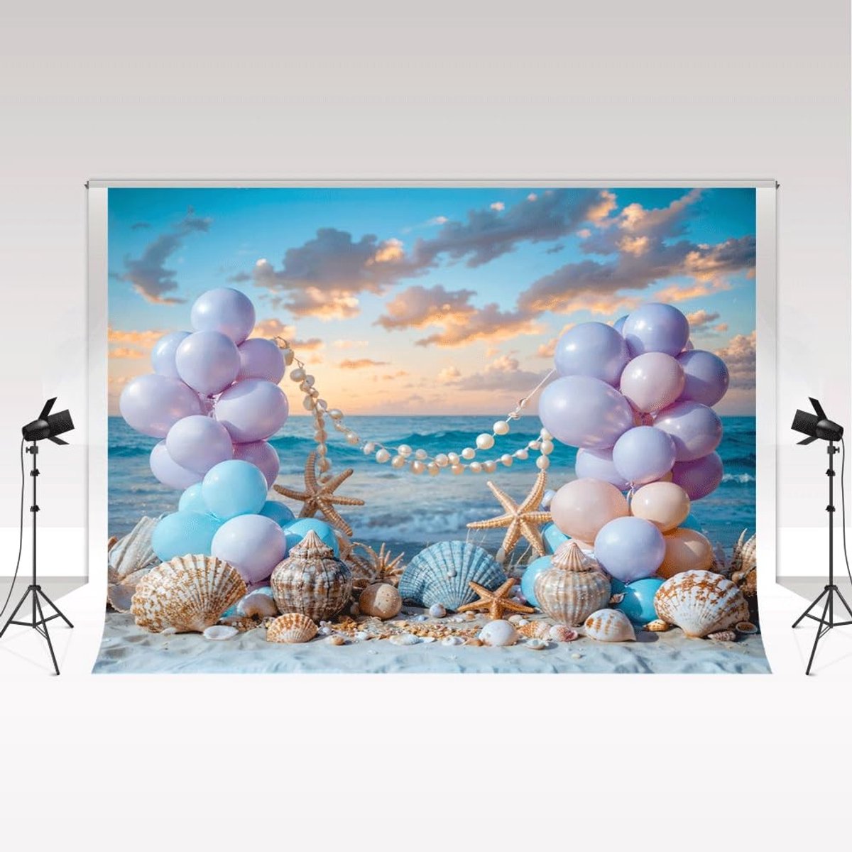 Fotografie Achtergrond - Zeebeer en Ballonnen voor Verjaardagen - 3x2m