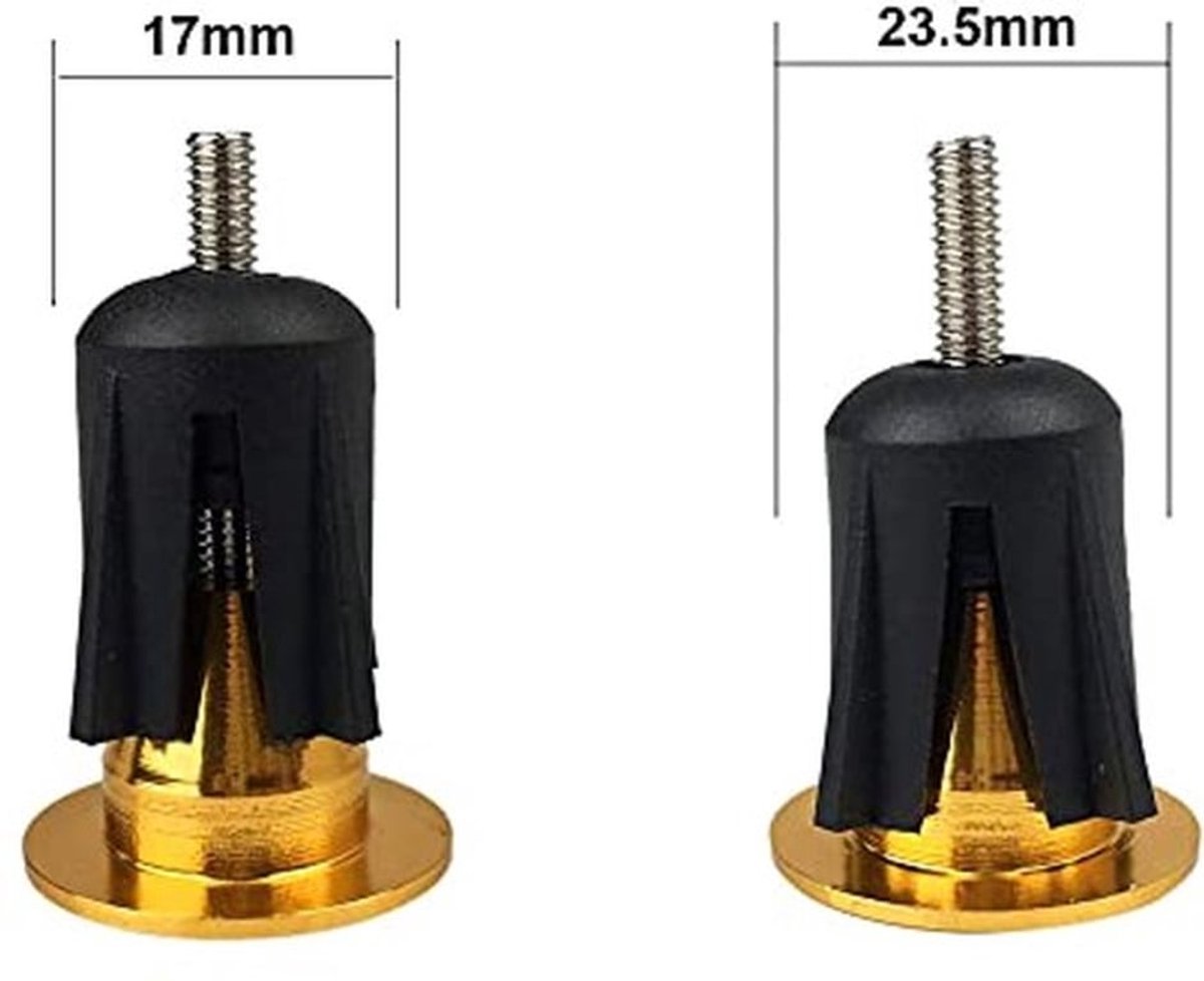 2 Pairs Fietshandlebar Eindkappen, Aluminium Handvatten voor Racefiets, Mountainbike, BMX (Goud + Zwart)