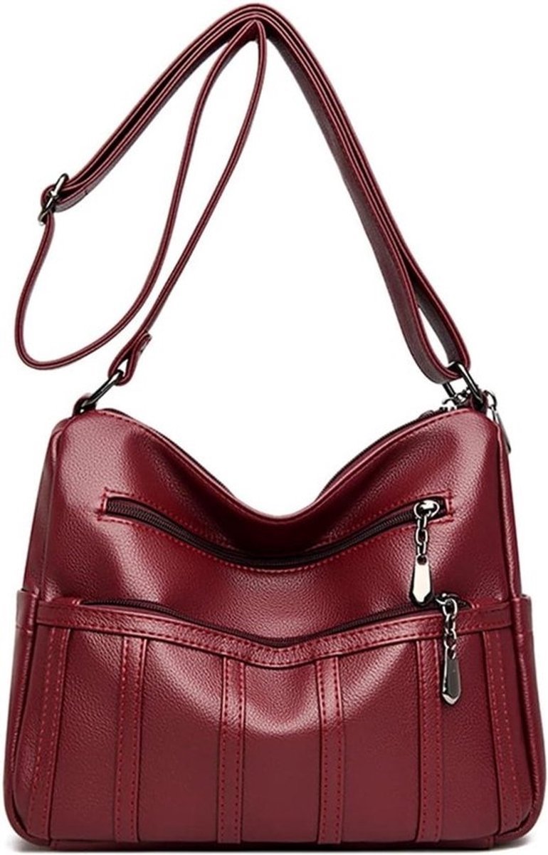 Dames Schoudertas - Handtas Crossbody - Dagelijks Gebruik - Meerdere Vakken - 29 x 11 x 23 cm - Zwart
