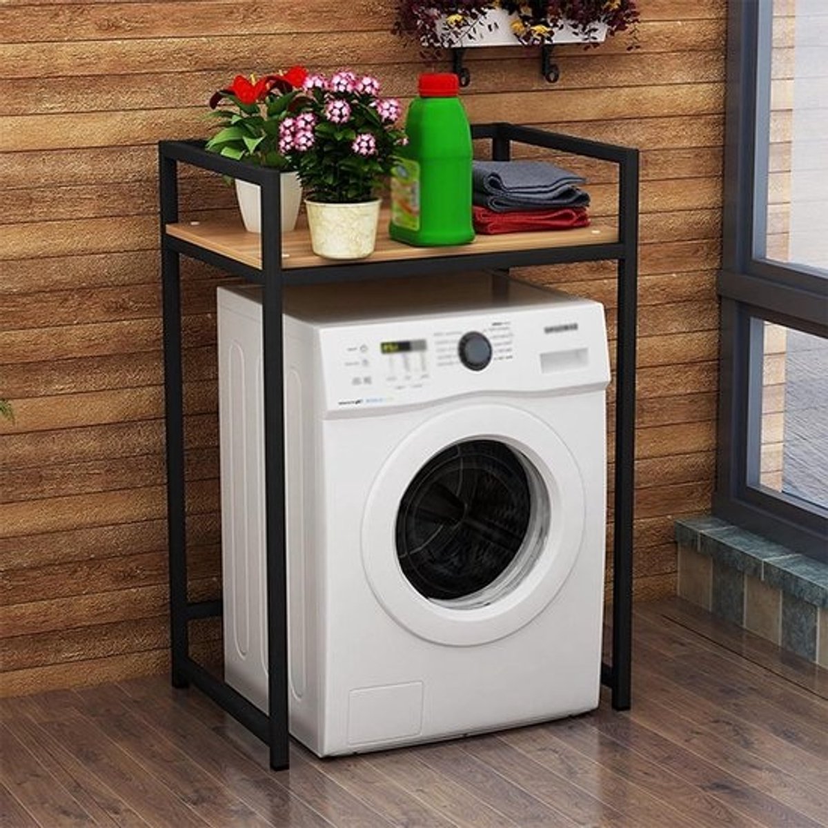 Wasmachine Plank - Opbergkast - Badkamer Organiseren - Staal Houten Frame - Vrijstaand - Niet gespecificeerd