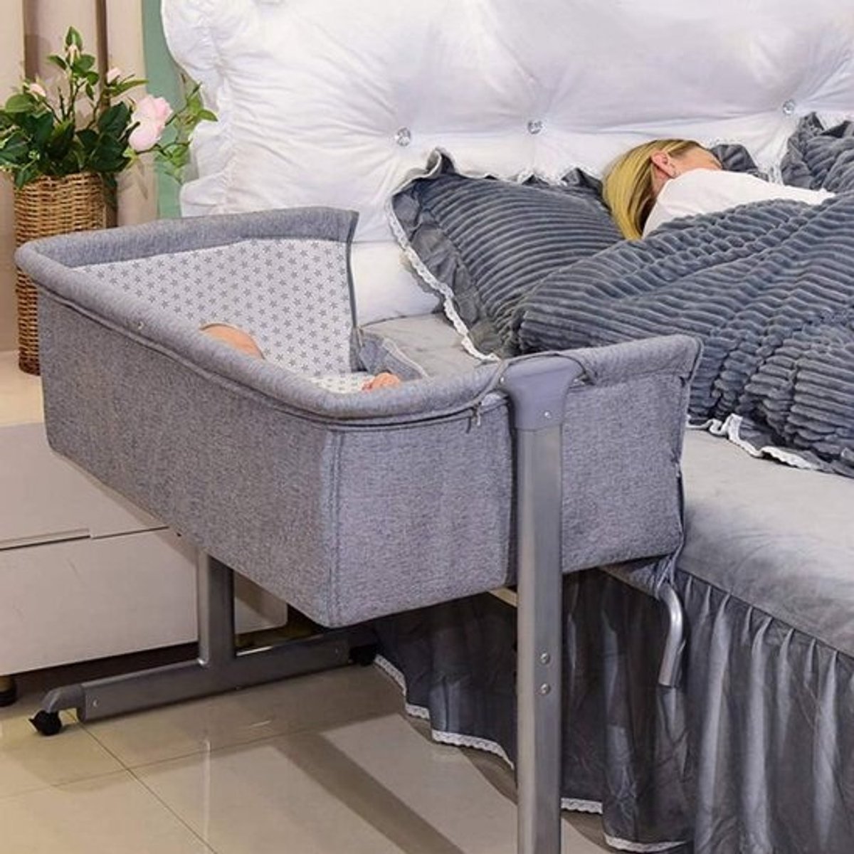 2-in-1 opvouwbare babywieg met matras en muggennet 96 x 57 x 77 cm