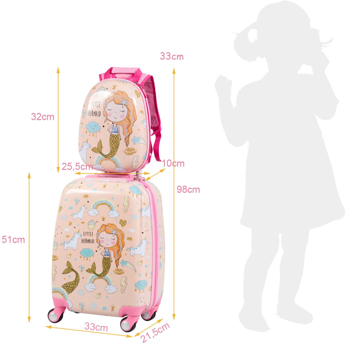 SureDeal® - Kinderkoffer - Stuks Kinder Dragen - Kinder Koffer - Spinner Wielen Reis - 51x33x22 cm - Bruin
