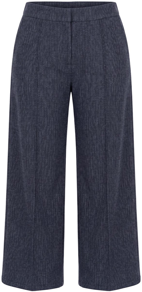 Ulla Popken - Dames - Broek Rose visgraatpatroon wijde pijpen - Antraciet melange - Maat 46+