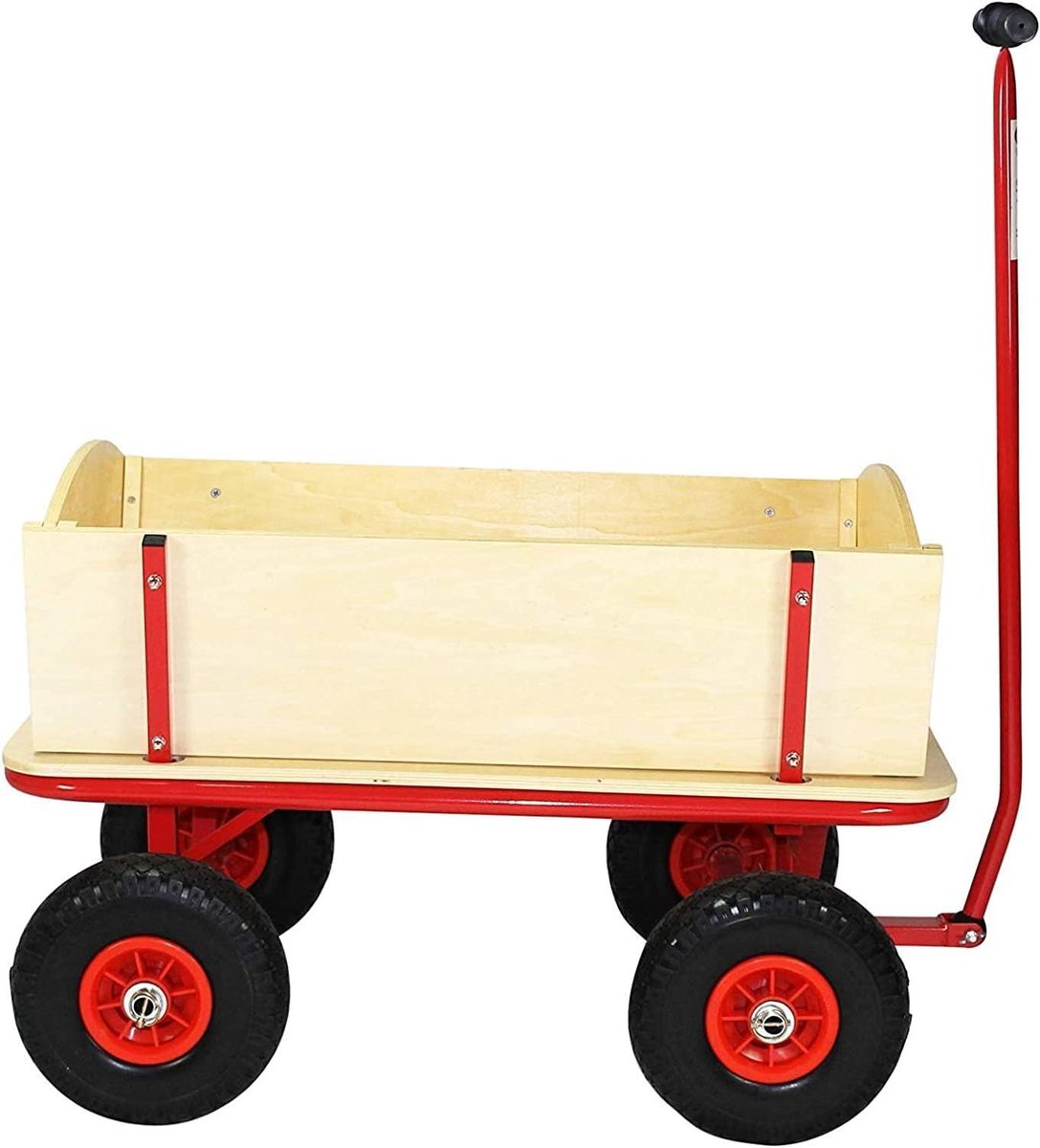 Houten Handkar - Draagwagen Stevig - Spullen Vervoeren - Snel Demontabel - 100 kg Draaglast - Naturel