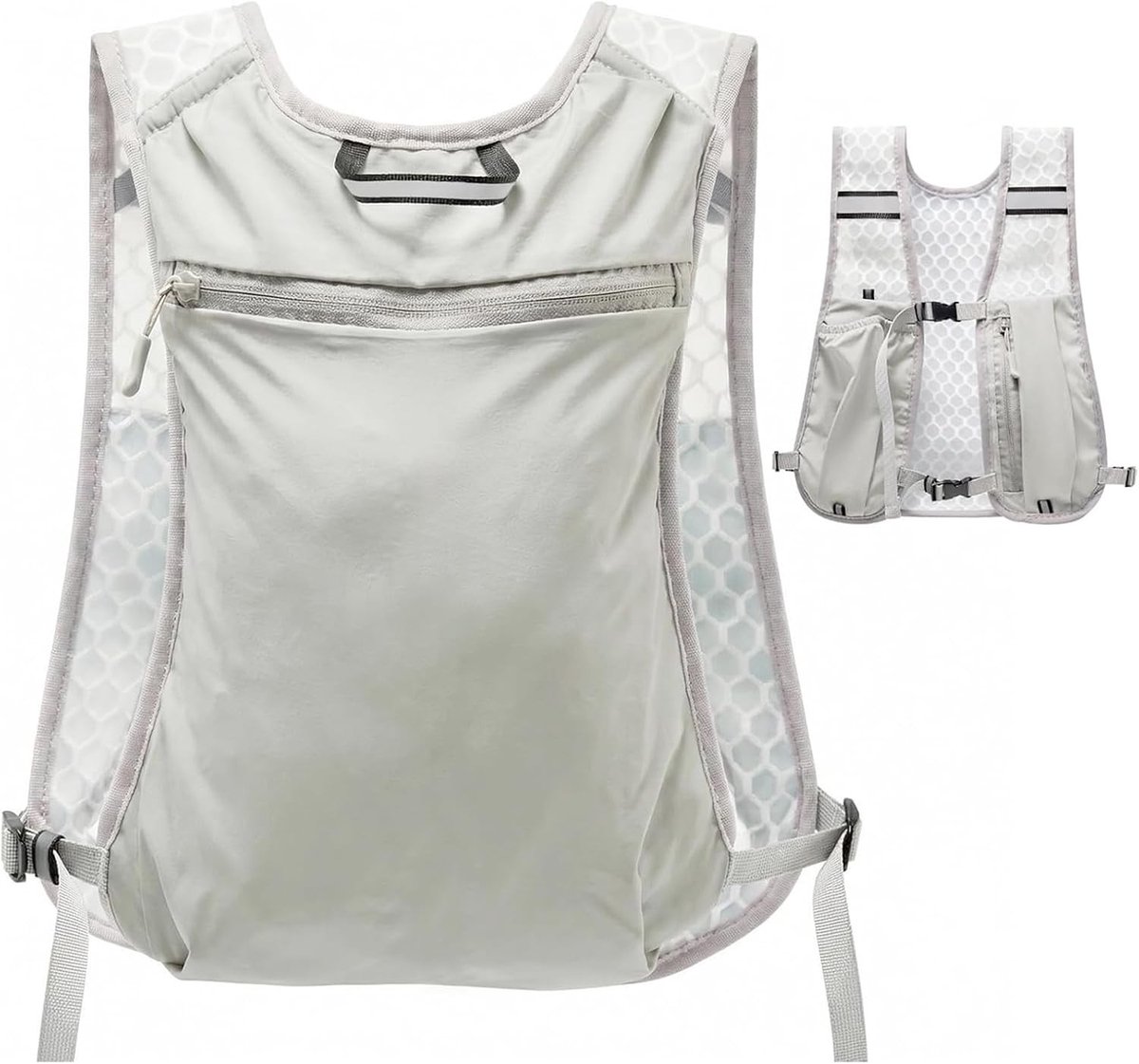 Hardloopvest met Drinkzak van Polyester - Verstelbaar Gewichtsvest met Reflecterende Strepen voor Marathons en Fietsen, Lichtgewicht en Comfortabel
