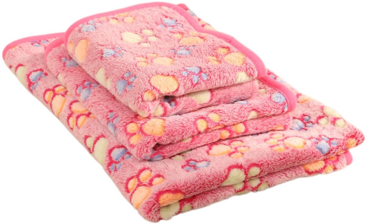 Honden- en kattendeken 75x50 cm van koraalfleece - Roze