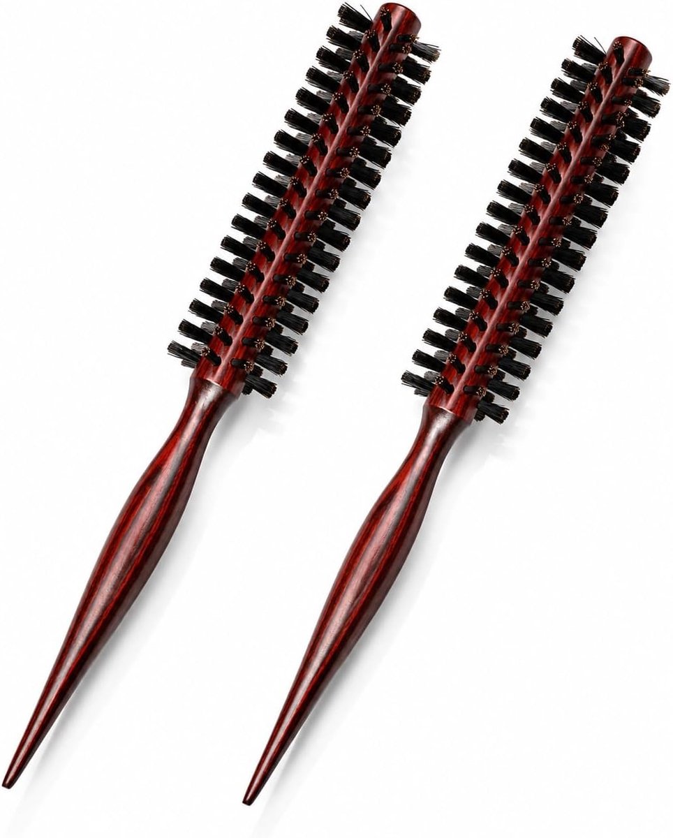 Set van 2 varkensharen baardborstels, ronde borstel voor mannen, styling en verzorging van krullen en baarden