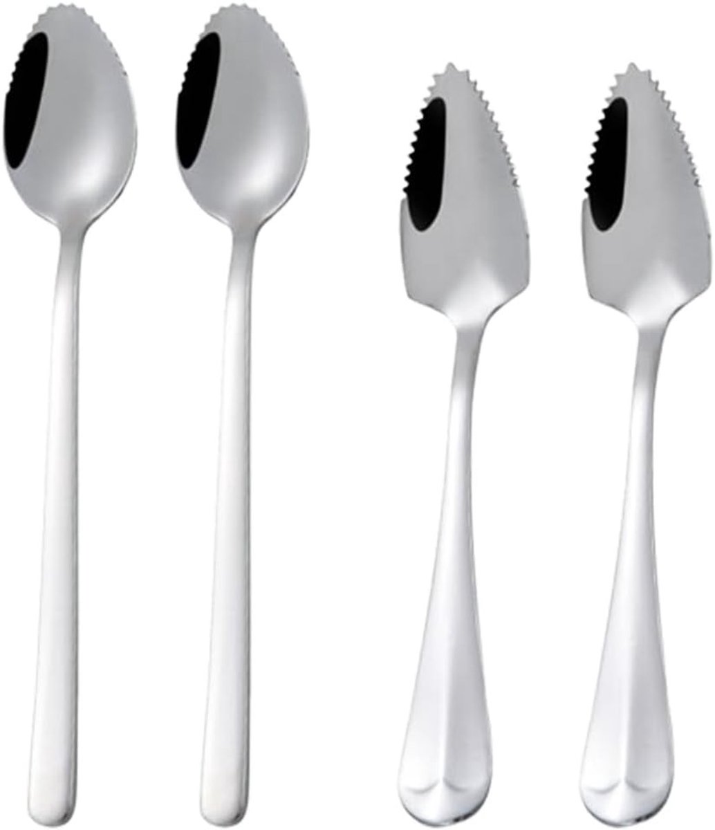 Roestvrijstalen lepel voor grapefruit en fruit, serrated dessertlepel voor snacks en desserts, multifunctionele eetlepel