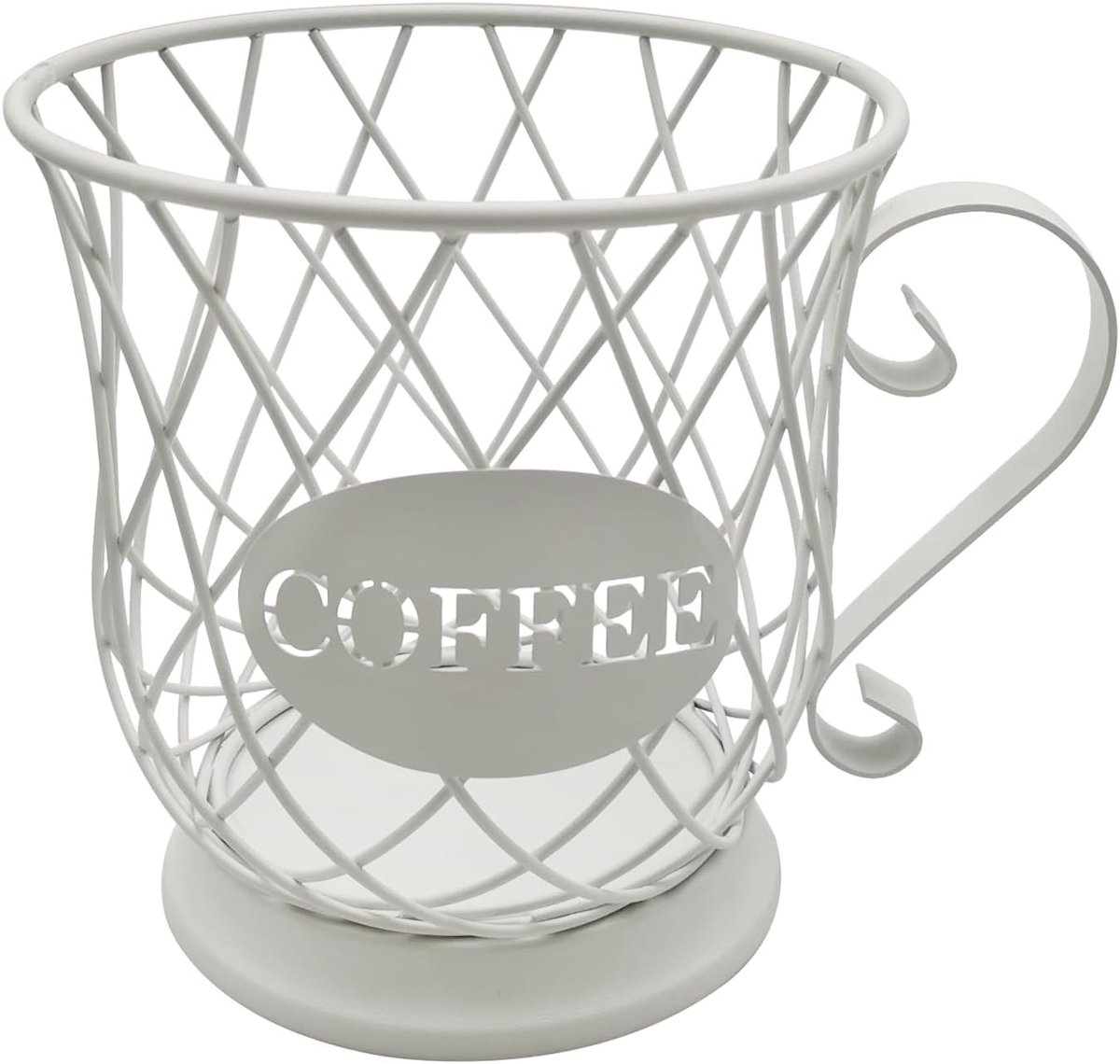 Opbergmand voor Koffiecapsules - Organisator voor 35 Koffiecups, Grote Capaciteit, Decoratieve Oplossing voor Bar en Aanrecht, Wit