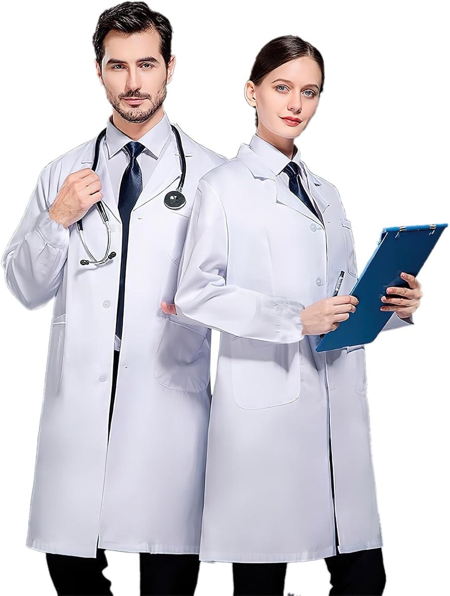 Beschermende Laboratoriumjas voor Chemie en Medisch Gebruik - Lange Mouwen, Katoen, Unisex, Hygiënische Werkjas, Maat XXL