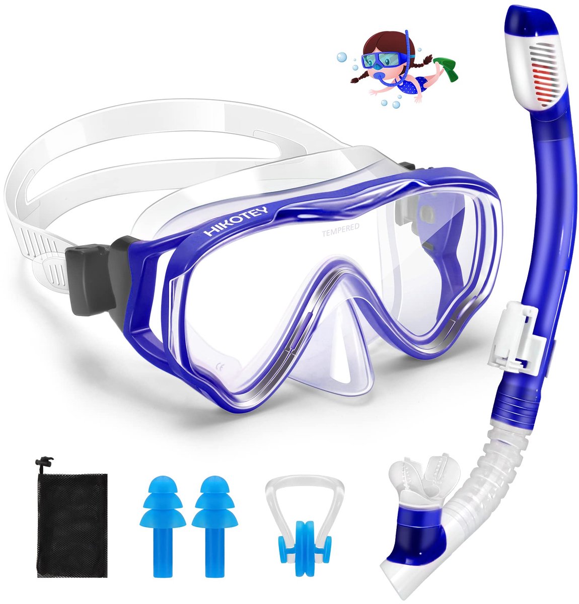 snorkelset voor kinderen - 2-kanaals dry-snorkel - 180° panorama - veilig en comfortabel zwemmen - ShopVlot