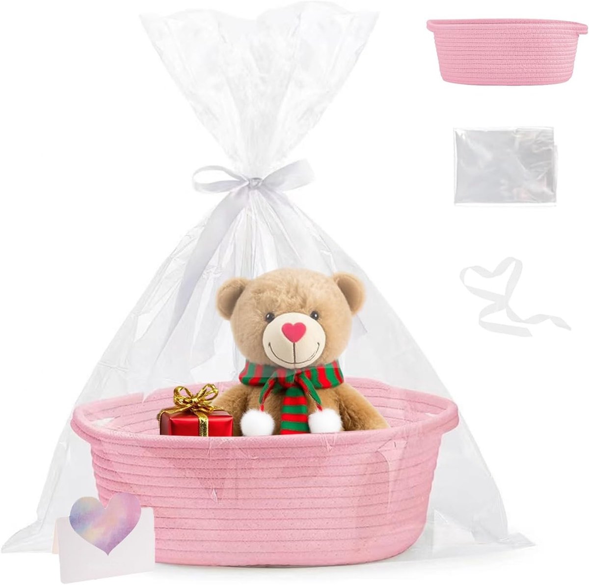 Lege geschenkmand - katoenen touw - gevlochten mand met handvat - perfect voor feestjes - ShopVlot