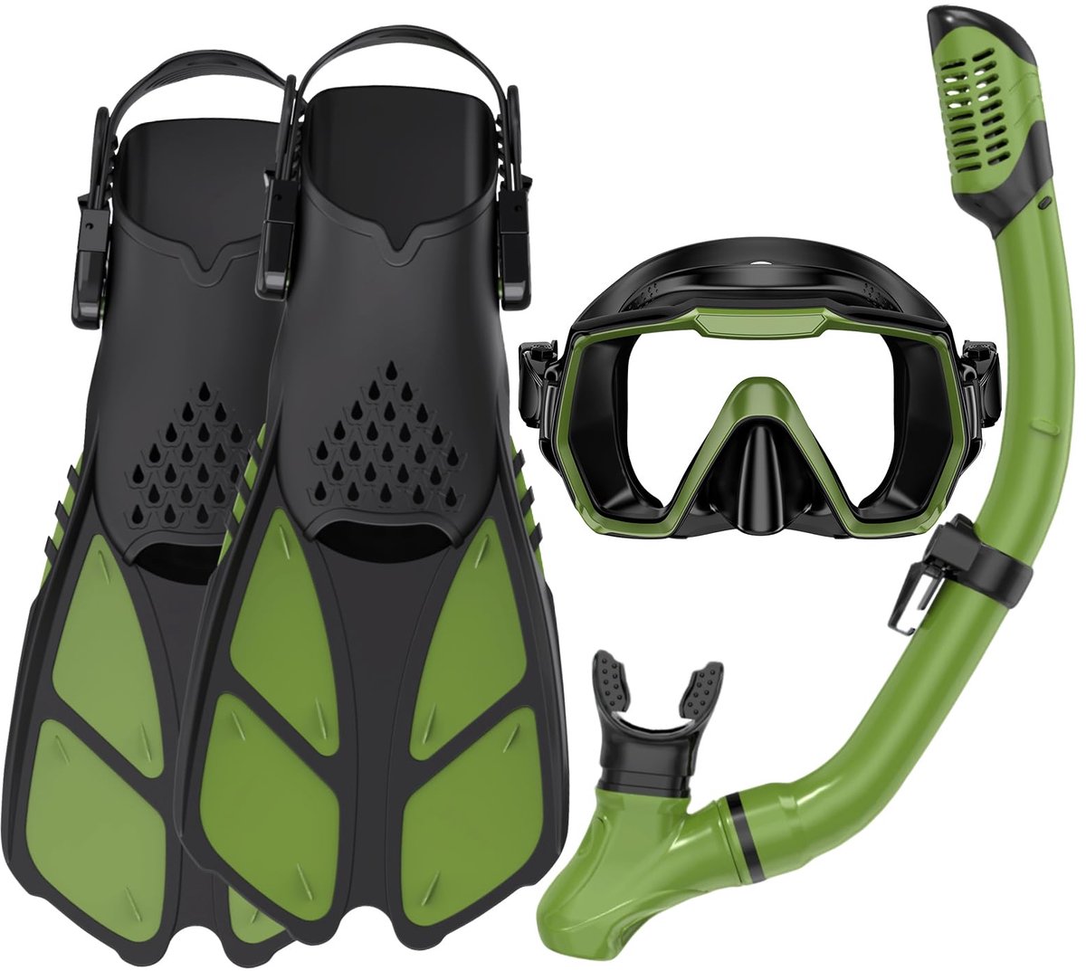 Snorkelset voor volwassenen - met verstelbare vinnen - antilek duikmasker - ideaal voor onderwateravonturen - ShopVlot