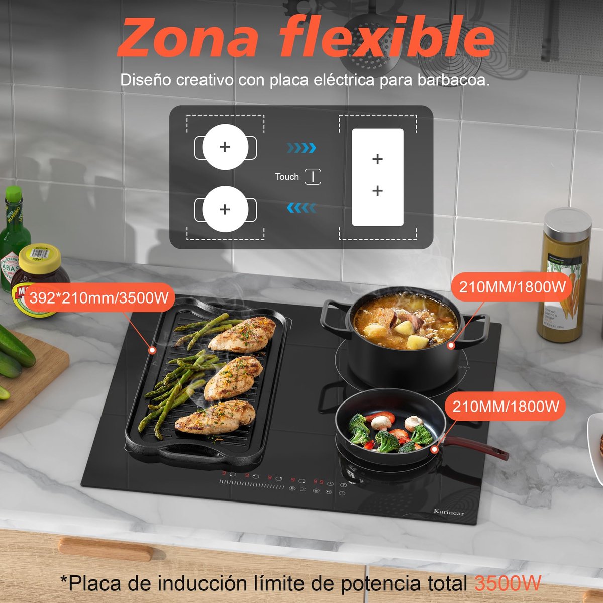 Inductiekookplaat 60 cm - flexzones - booster - efficiënt koken - ShopVlot